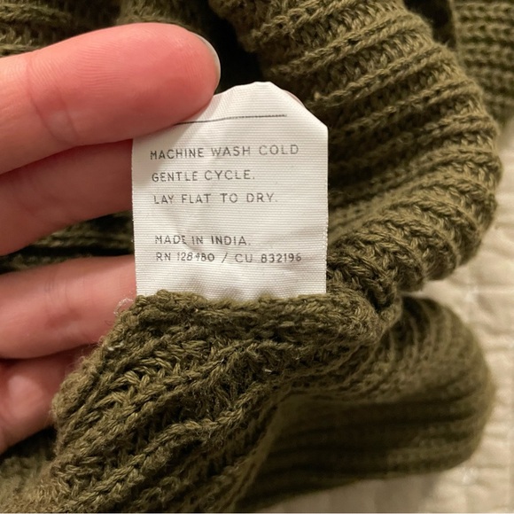 Pact Organic Cotton Peek-A-Boo Crewneck Sweater in Army Green - Picture 5 of 5